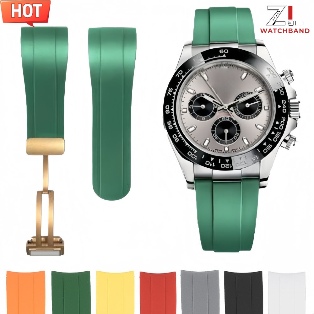 Rolex Watch Submariner - حزام مطاطي لساعة رولكس 22 ملم،