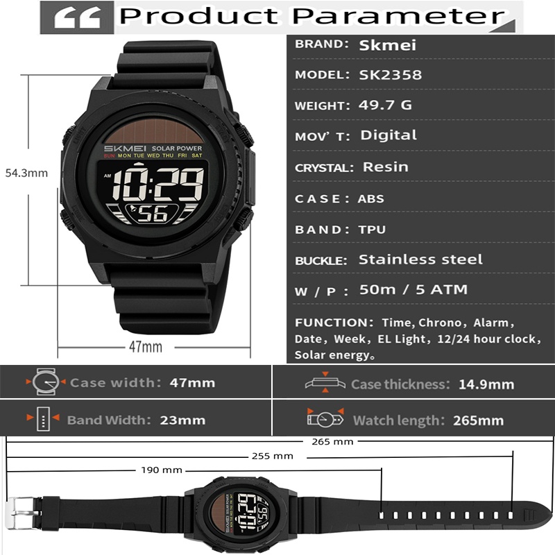 Skmei الطاقة الشمسية الساعات ا - مراجعة Solar Powered Watch وسعره